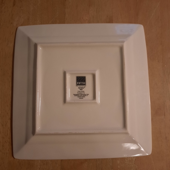 222 Fifth Eiffel Tower Square Dinner Plates - Cream and Brown - Picture 10 of 16